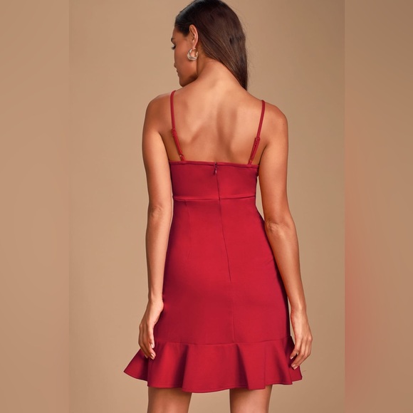 LULUS Heart Eyes Red Ruffled Bodycon Mini Dress - Picture 4 of 5